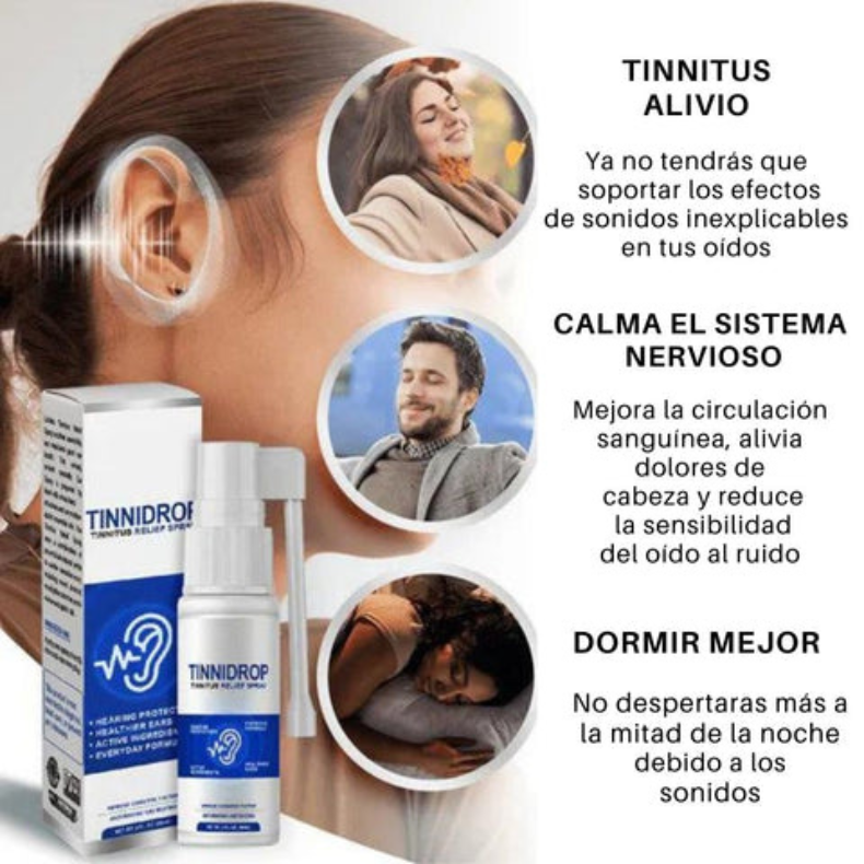 TINNIDROP Spray Natural de Limpieza Auditiva – Elimina cera y zumbidos en pocos días