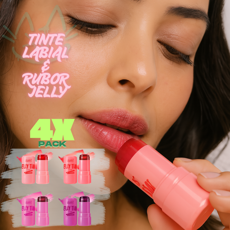 Pack 4 Tinta Labial & Rubor Jelly – Color Instantáneo – Maquillaje natural en menos de 1 minuto sin esfuerzo