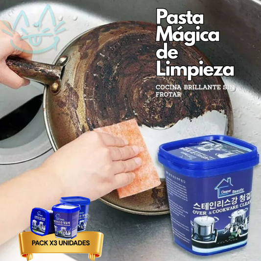 Pack x3 Pasta Mágica de Limpieza – Disuelve Grasa Pegajosa – Cocina Brillante Sin Frotar