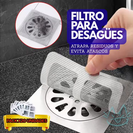 Filtro Adhesivo para Desagües – Atrapa Cabellos y Residuos – Evita atascos y ahorra sin llamar al plomero